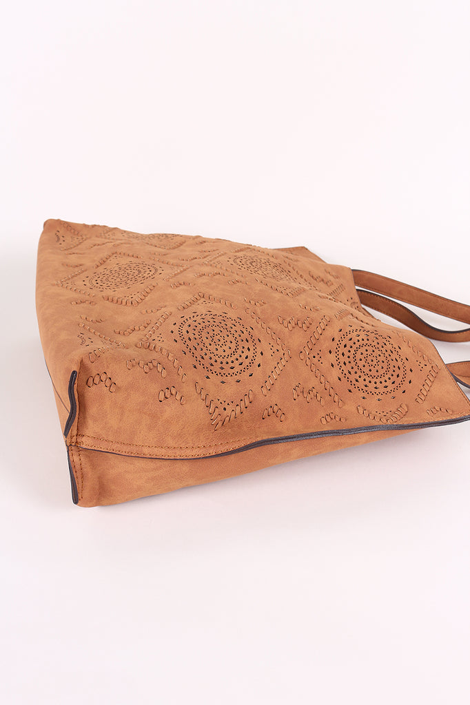 Perforated And Whipstitched Reversible Tote