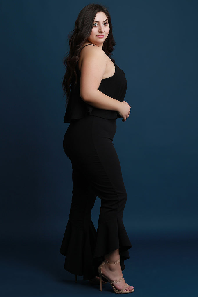 Flutter Tier Asymmetrical Ruffled Jumpsuit