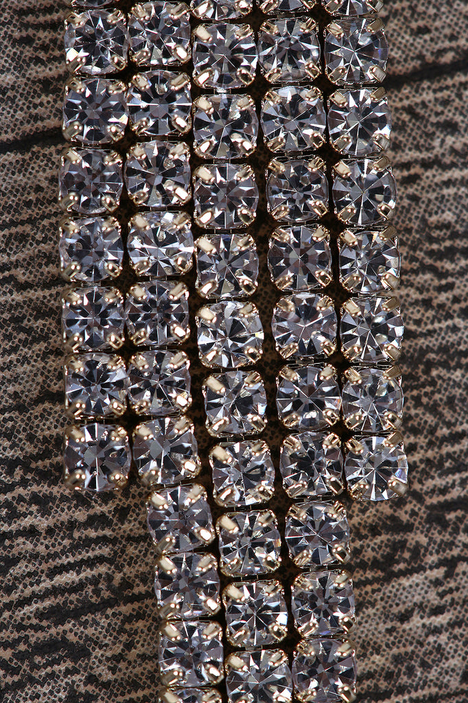 Rhinestone Drop Tassel Earrings