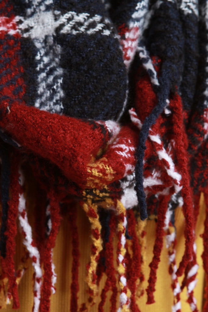Plaid Fringe Infinity Scarf