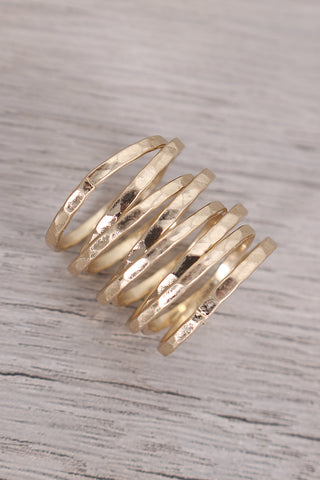 Hammered Wrapped Crossover Rings