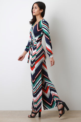 Chevron Print Palazzo Jumpsuit