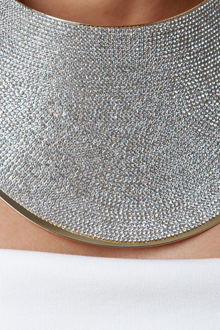 Rhinestone Plate Bib Necklace