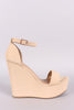 Bamboo Nubuck Ankle Strap Platform Wedge