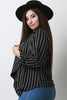 Striped Crepe Collar Ruched Blazer